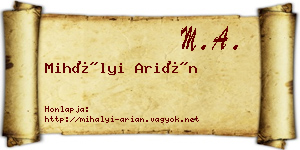 Mihályi Arián névjegykártya